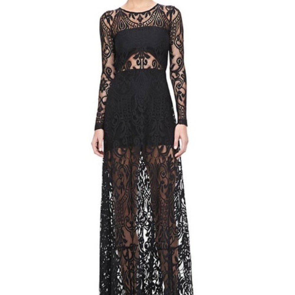 Alexis Marisol Sheer Lace Long Sleeve Gown